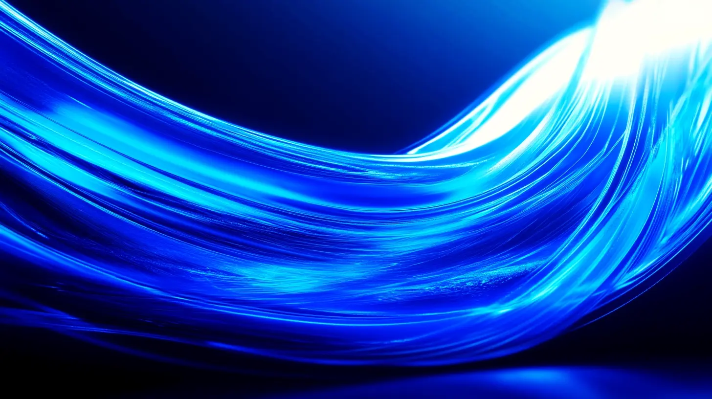 Dynamic flowing blue light wave on dark background