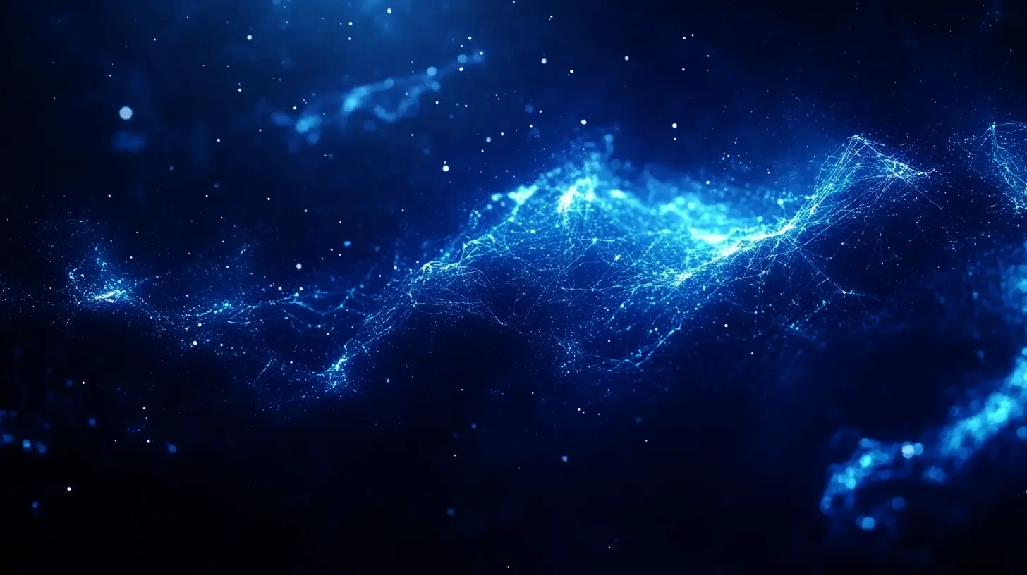 Flowing abstract blue lines on dark background